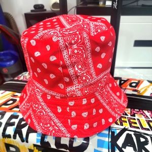 Red Bandana Bucket Hat